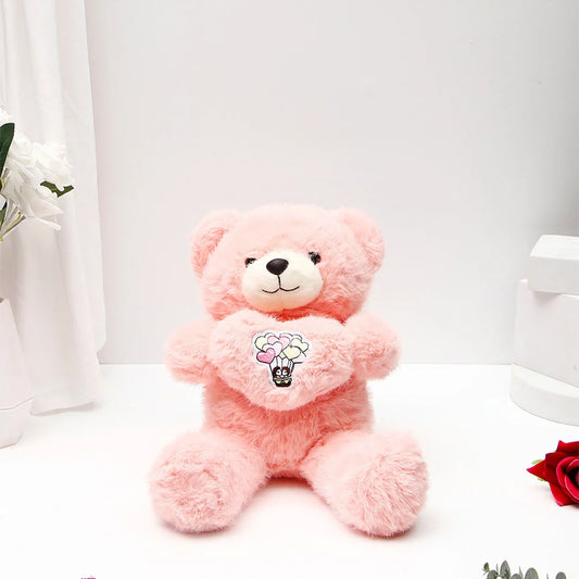 Romantic Heart Plush Teddy Bear - Pink