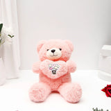 Romantic Heart Plush Teddy Bear - Pink