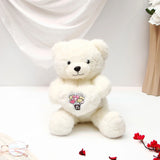 Romantic Heart Plush Teddy Bear - White