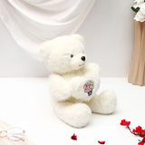 Romantic Heart Plush Teddy Bear - White