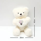 Romantic Heart Plush Teddy Bear - White