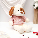 White Dog in Pink Hoodie Soft Toy