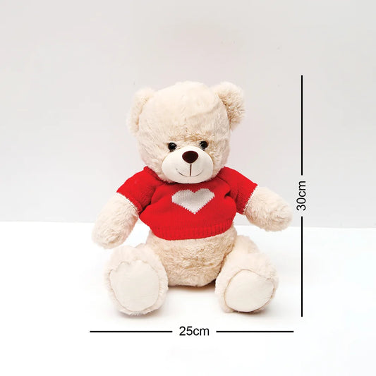 White Teddy Bear in Red T-Shirt