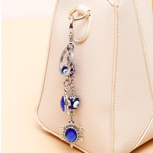 Evil Eye Turtle Keychain
