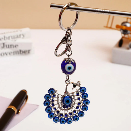 Gol Pankhi Peacock Evil Eye Keychain