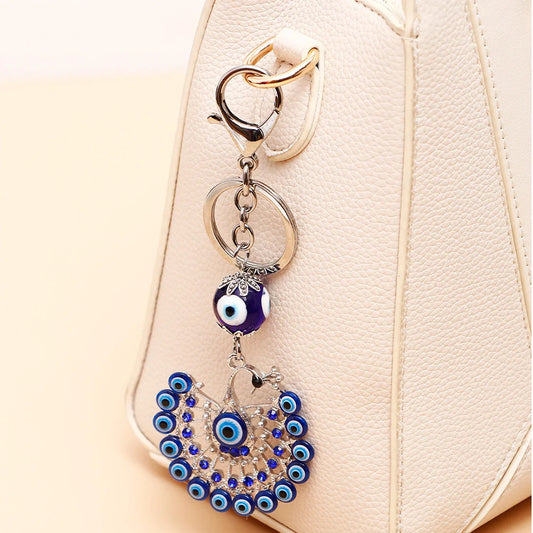 Gol Pankhi Peacock Evil Eye Keychain