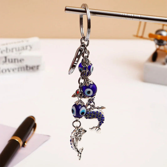 Dolphin Evil Eye Keychain