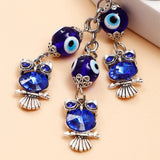 Triple Owl Evil Eye Keychain