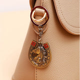 Gold Horse And Horseshoe Keychain