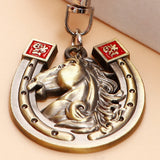 Gold Horse And Horseshoe Keychain
