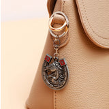 Black Horse And Horseshoe Keychain
