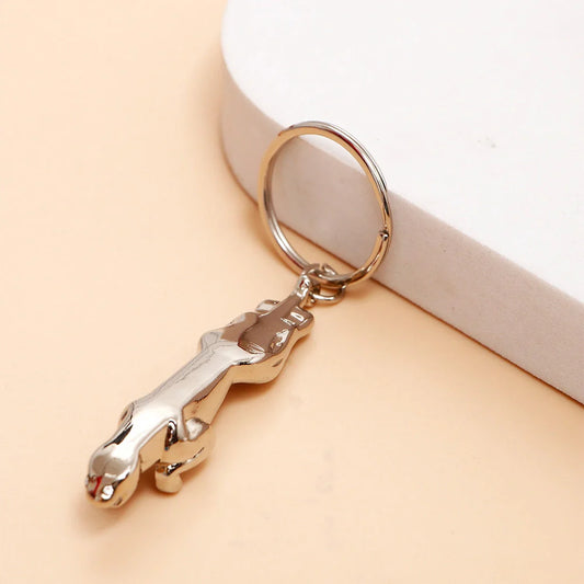 Silver Jaguar Metal Keychain