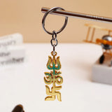 Gold Trishul Om Keychain