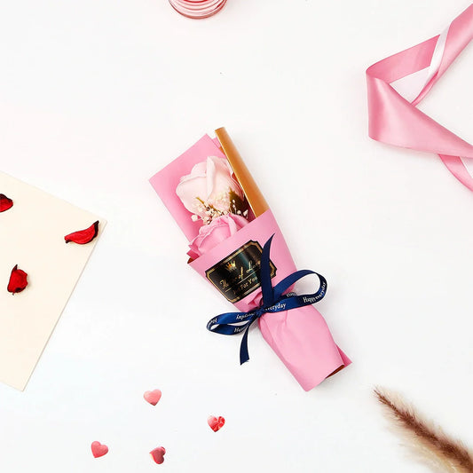 Blush Pink Single Rose Artificial Flower Bouquet