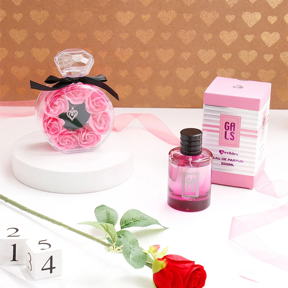 Archies Gals Perfume With Pink Jewellery Box and Rose