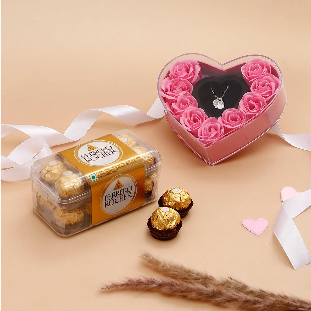 Pink Heart Jewellery Box With Ferrero Rocher