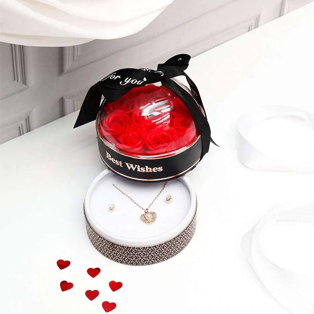 Best Wishes Black Valentines Jewellery Box