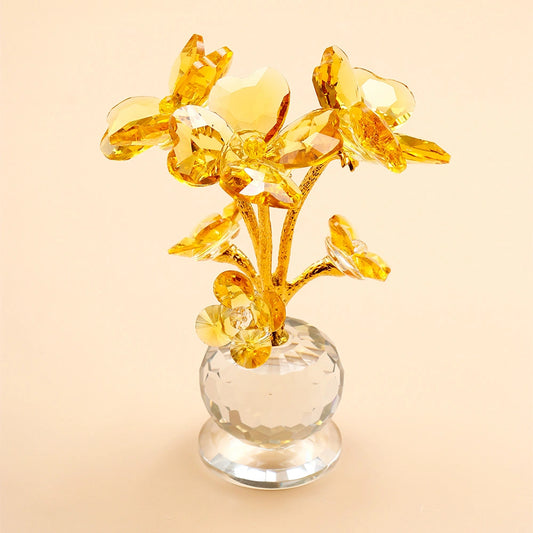 Archies Golden Yellow Crystal Multi-Bloom Figurine