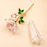 Archies Pink Crystal Rose Figurine with Gold Stem