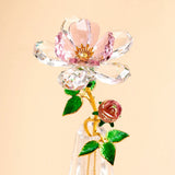 Archies Pink Crystal Rose Figurine with Gold Stem