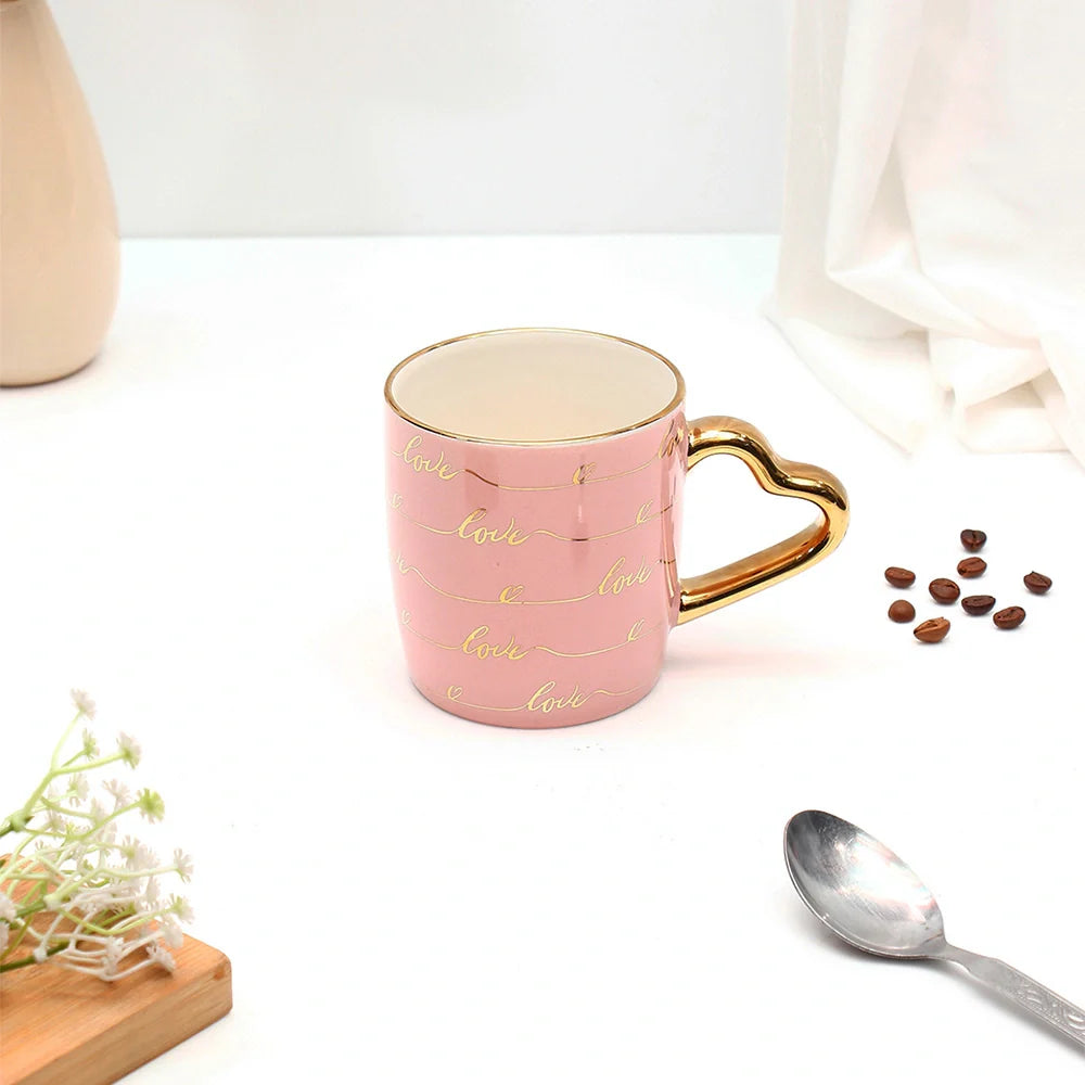 Love Emblished Pink Love Handle Mug