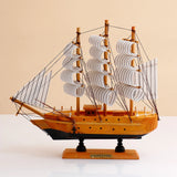 Natural Wood Sailing Ship Decorative Showpiece