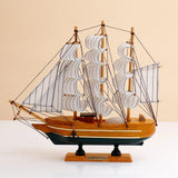 Light Wood & Green Sailing Ship Decorative Showpiece