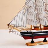 Red & Black Striped Sailing Ship Decorative Showpiece