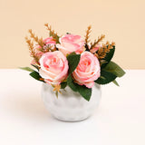 Pink Artificial Flower Pot In Golden Bicycle