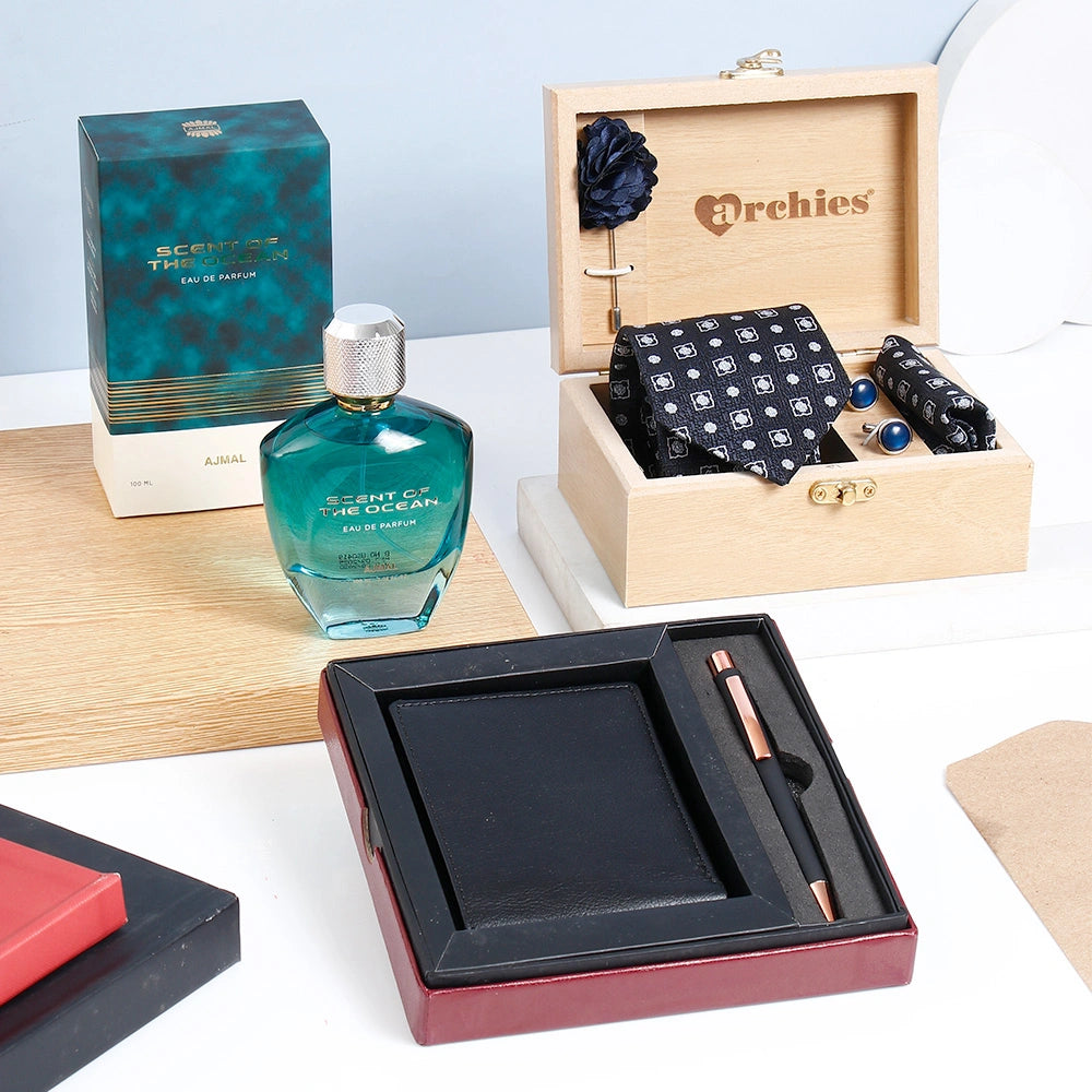 Black Tie Set With Black Wallet Set  And Secent Of The Ocean