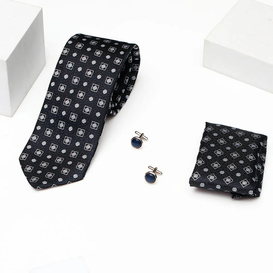 Premium Men's Tie Gift Set in Wooden Box - Black