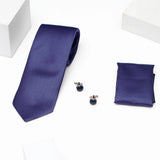 Blue Tie Set With IKYK Perfume Set And Black Wallet Set