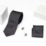 Midnight Black Tie Set With Black Wallet Set And IKYK Tuscan Leather