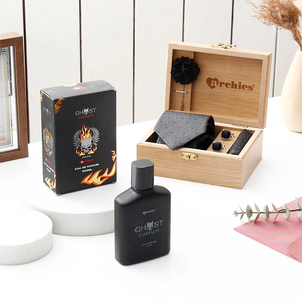 Midnight Black Tie Set With Archies Ghost Perfume