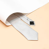 Premium Men's Tie Gift Set in Wooden Box - Silver