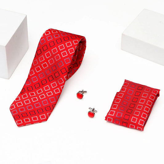 Premium Men's Tie Gift Set in Wooden Box - Red