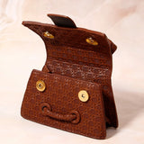 Brown Star-Weave Textured Sling Bag