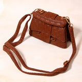 Brown Star-Weave Textured Sling Bag