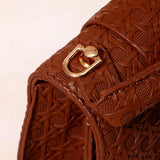 Brown Star-Weave Textured Sling Bag