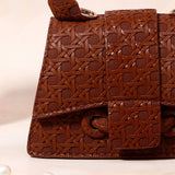 Brown Star-Weave Textured Sling Bag