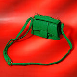 Green Star-Weave Textured Sling Bag