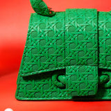 Green Star-Weave Textured Sling Bag