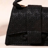 Black Star-Weave Textured Sling Bag
