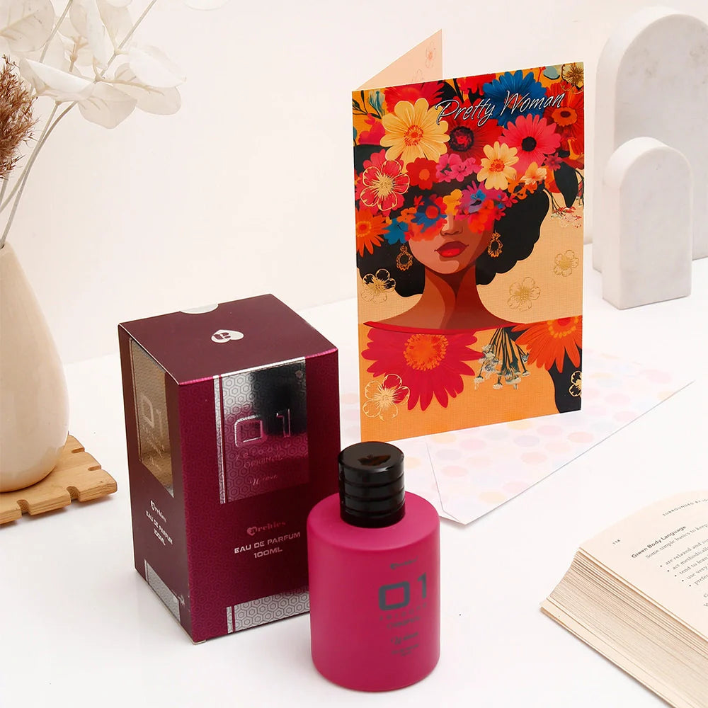 Pretty Women Women's Day Card With 01 Women Perfume