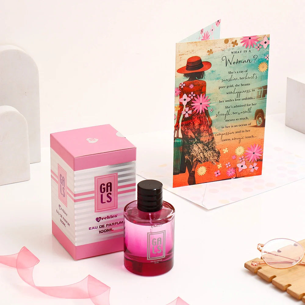 What Is A Women Women's Day Card With Gals Perfume