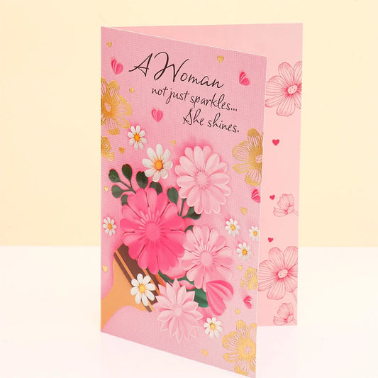 Pack Of 6 She Shines Women's Day Greeting Card
