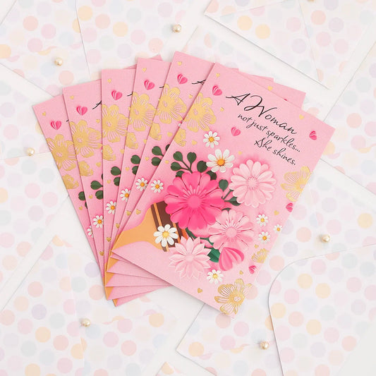 Pack Of 6 She Shines Women's Day Greeting Card