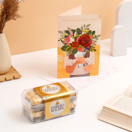 Wonderful Women's Day Greeting Card With Chocolate