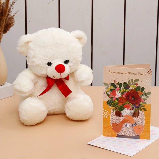 Wonderful Women's Day Greeting Card With Teddy