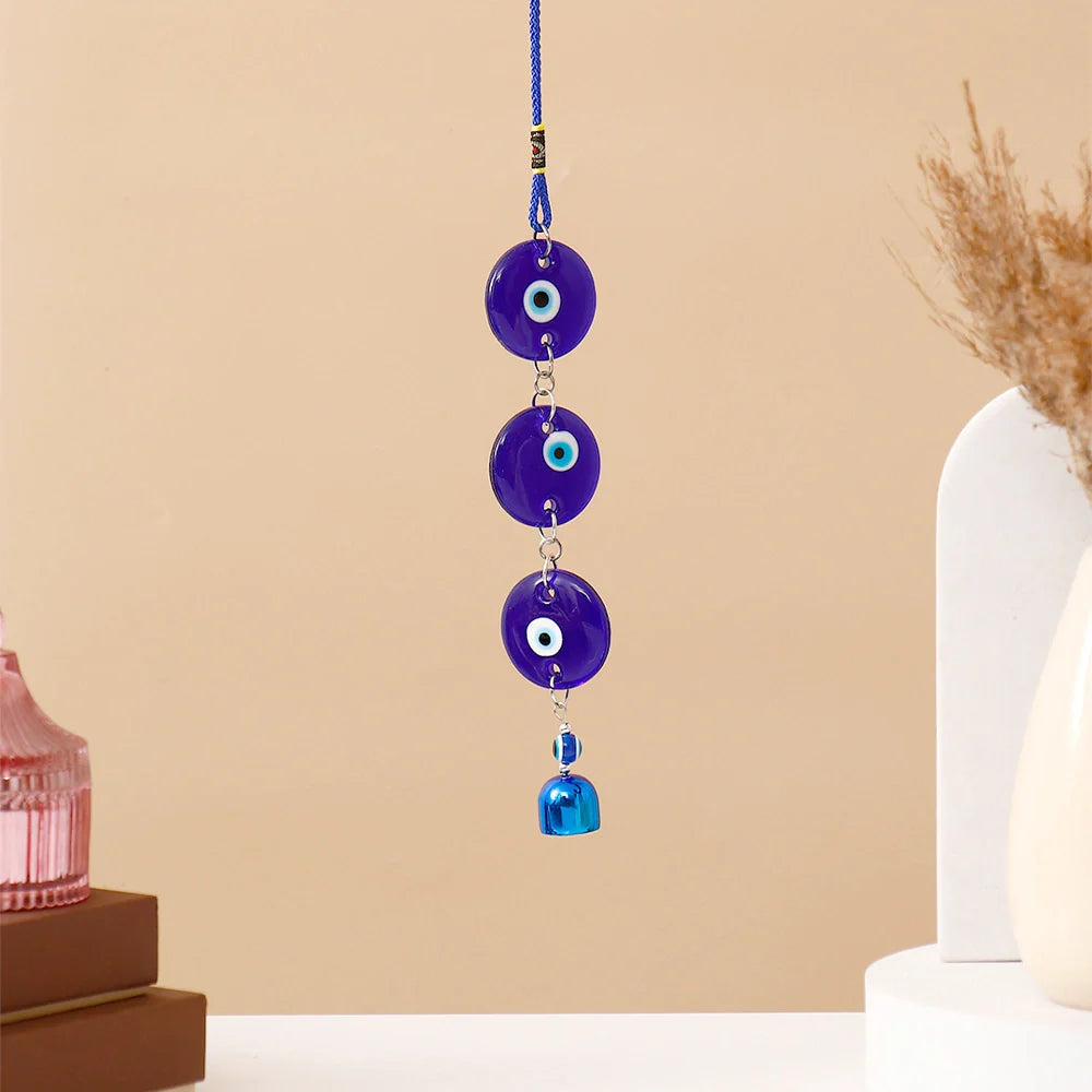 Triple Round Evil Eye Hanging With Bells